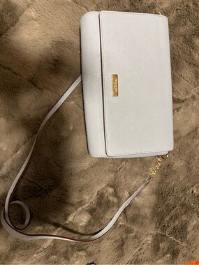 Kate Spade Light Blue Leather Crossbody Shoulder Bag with Gold Hardware